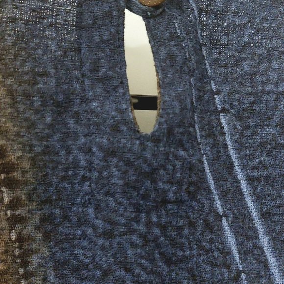 Japanese Dyed Blue and Brown Cotton A-Line Dress - Picture 4 of 7